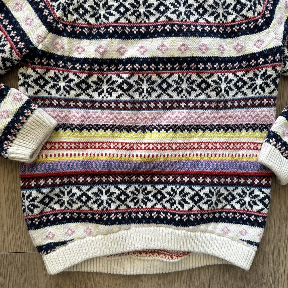 Girls 5T Fair Isle Swater Pullover Colorful Geometric Stripes Old Navy